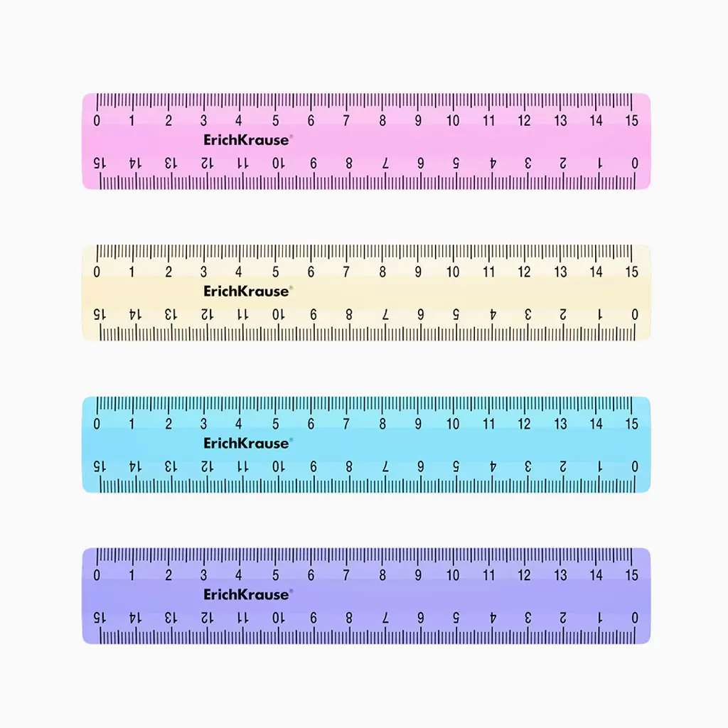 Set de 4 Réguas ErichKrause Pastel – 15 cm (Sortido)
