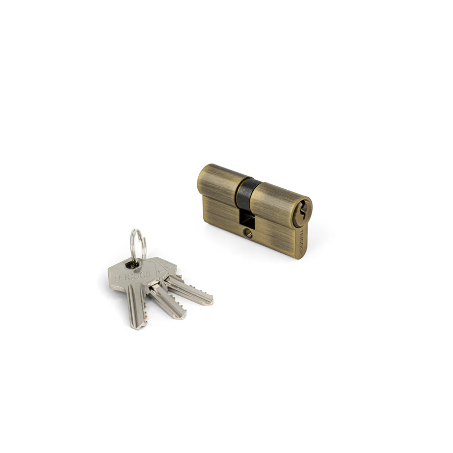 Cilindro TEICOCIL 790 Oxidado Francês – C/ 3 Chaves Tipo Yale (Caixa de 10 cilindros)