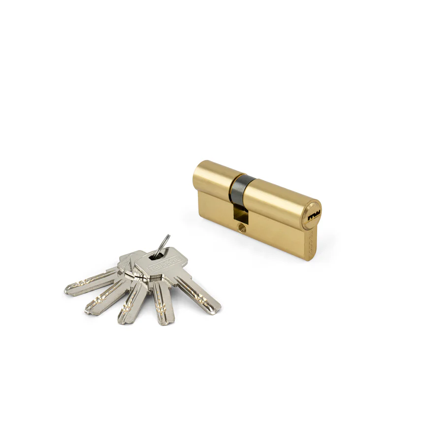 Cilindro TEICOCIL 796 Latão Polido – C/ 5 chaves de Pontos (Caixa de 10 cilindros)