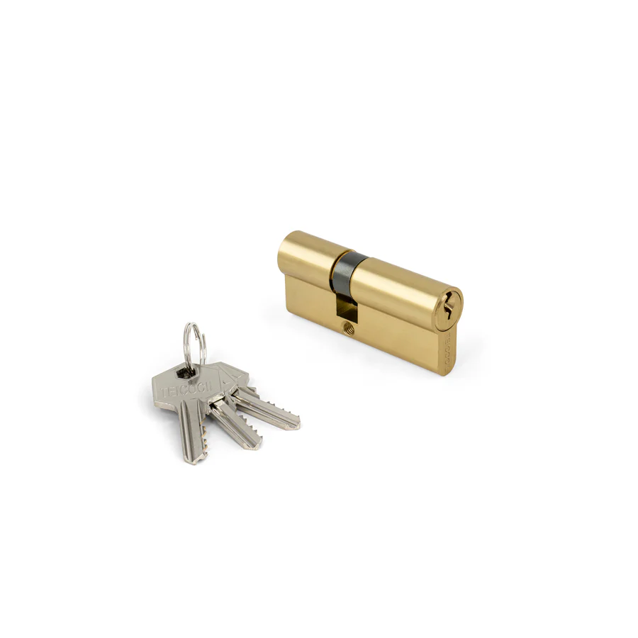 Cilindro TEICOCIL 790 Latão Polido – C/ 3 Chaves Tipo Yale (Caixa de 10 cilindros)