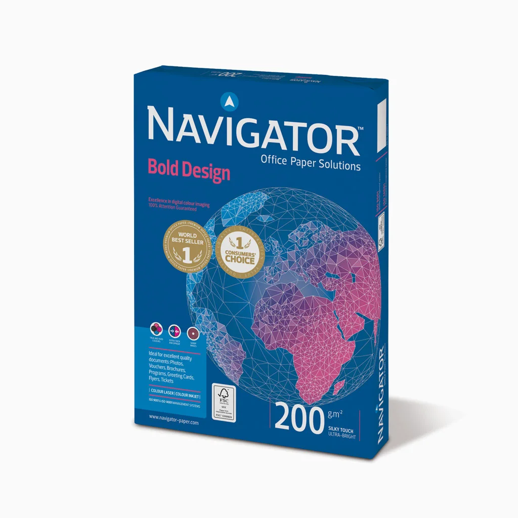 Navigator Bold Design 200 g/m² A4 – Papel Premium para Design e Apresentação (7 resmas de 150 folhas)