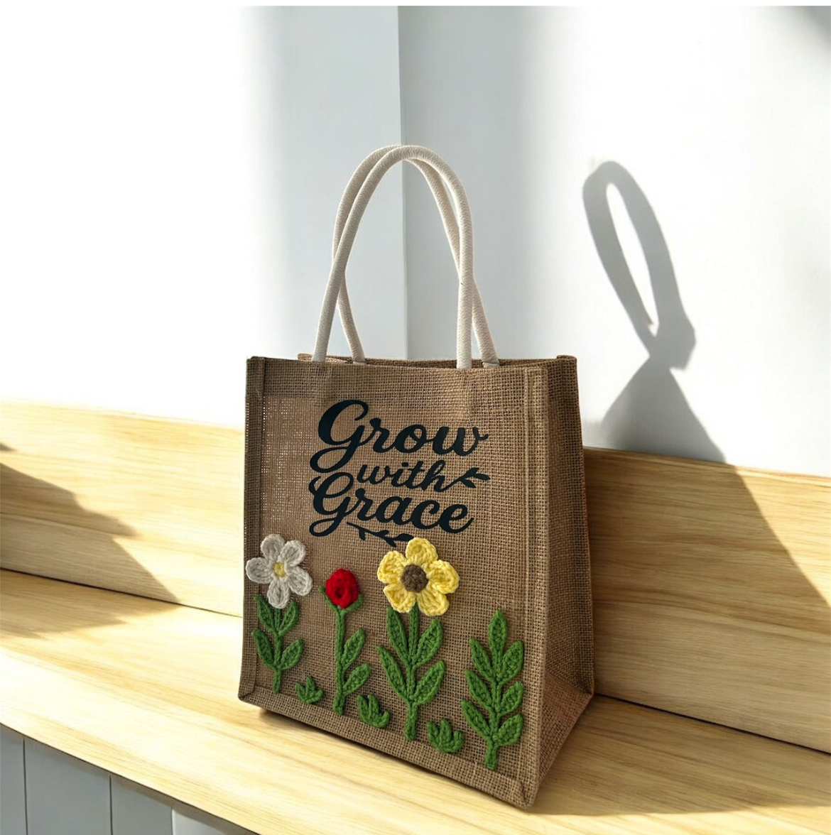 Grow with Grace Crochet Tote Bag