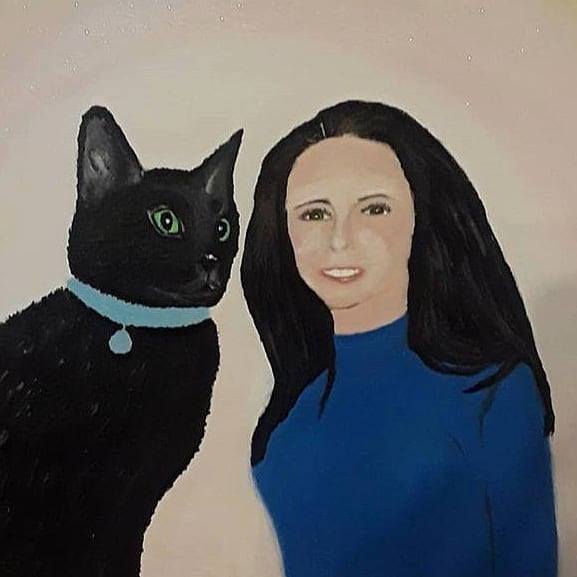 Custom Cat and Owner or 2 pets Portrait Painting 8x8