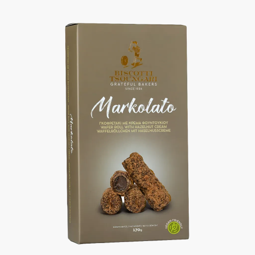 Markolato Vegane Waffelröllchen mit Haselnusscreme 170g