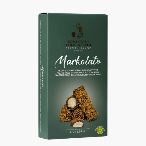 Markolato Vegane Waffelröllchen mit Erdnussbuttercreme 170g