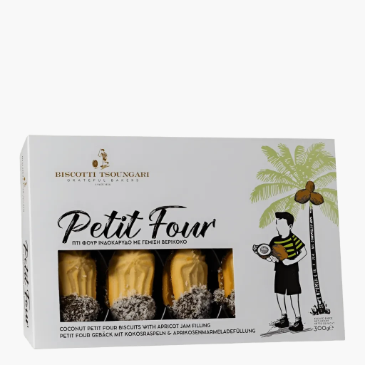 Petit Four mit Aprikosenmarmelade und Kokosraspeln 300g