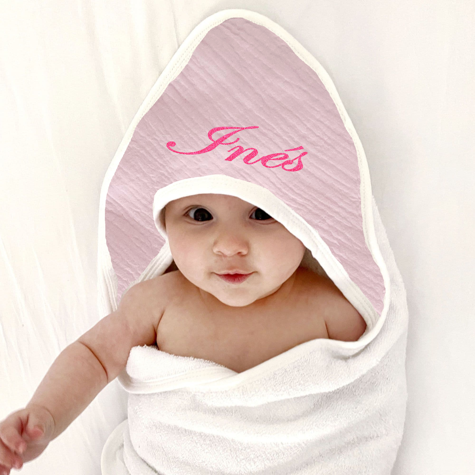 Serviette + gant  bébé ROSE