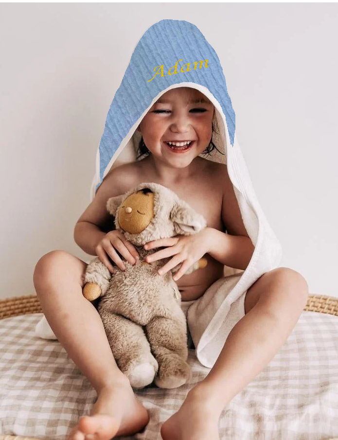 Serviette + gant  bébé BLEU