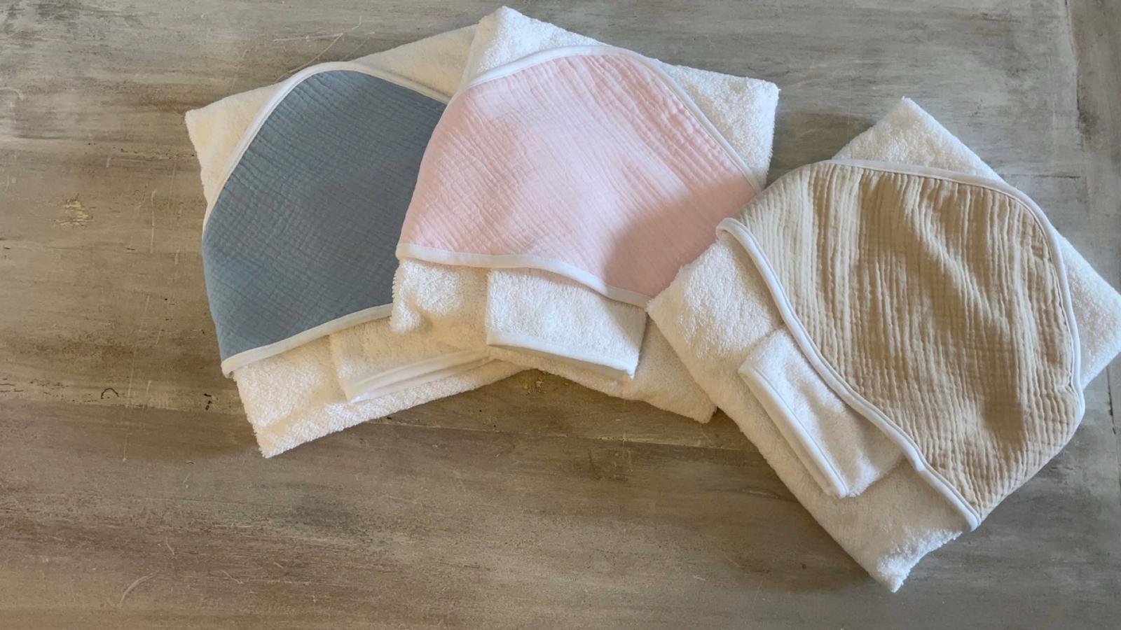 Serviette + gant  bébé MARRON GLACE