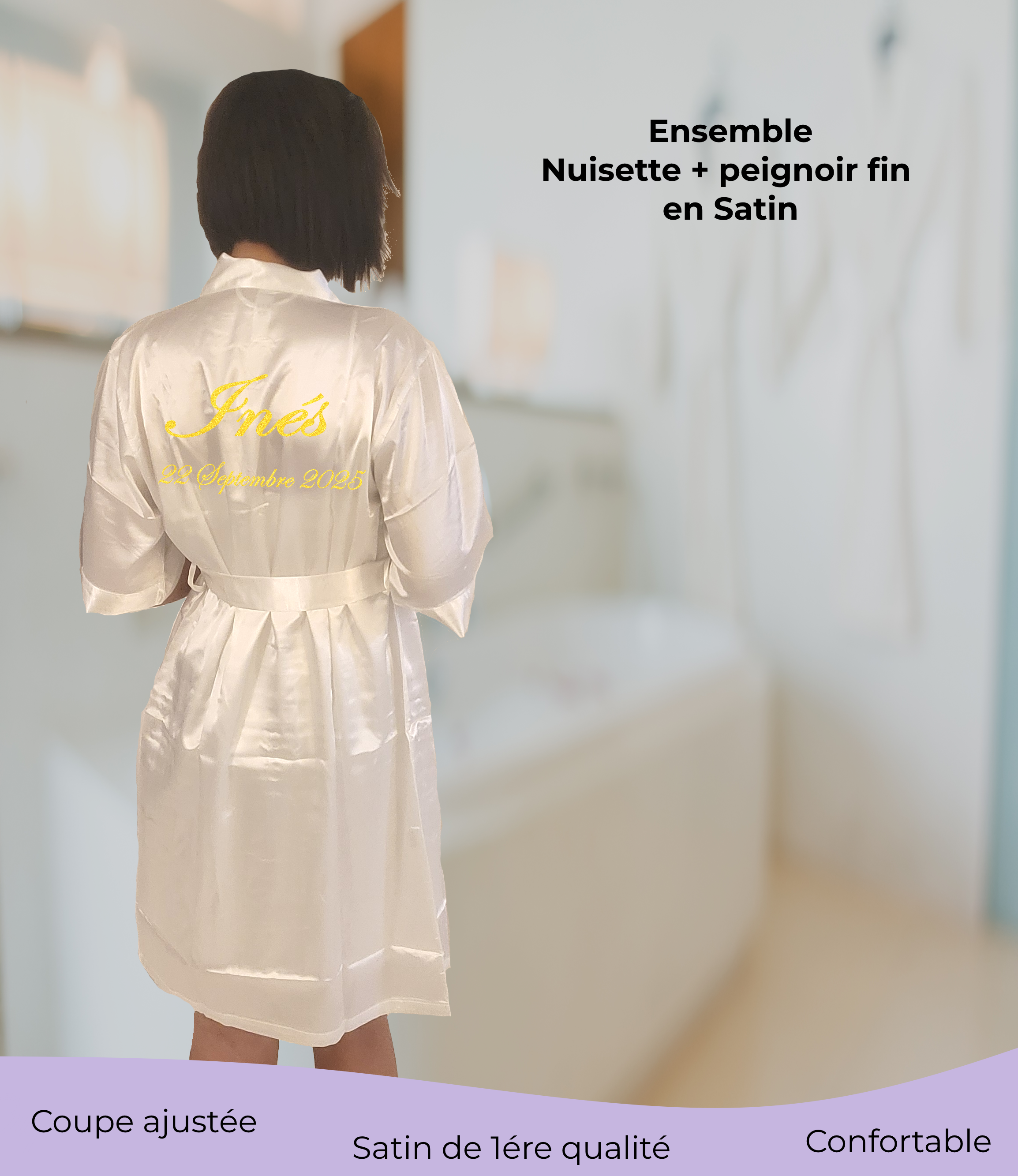 Ensemble Nuisette + Déshabillé en  satin