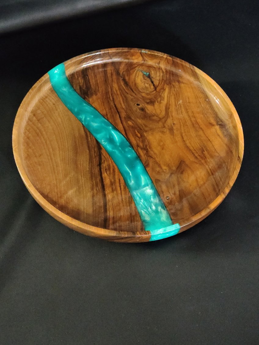 Wood and Resin River Decorative Platter