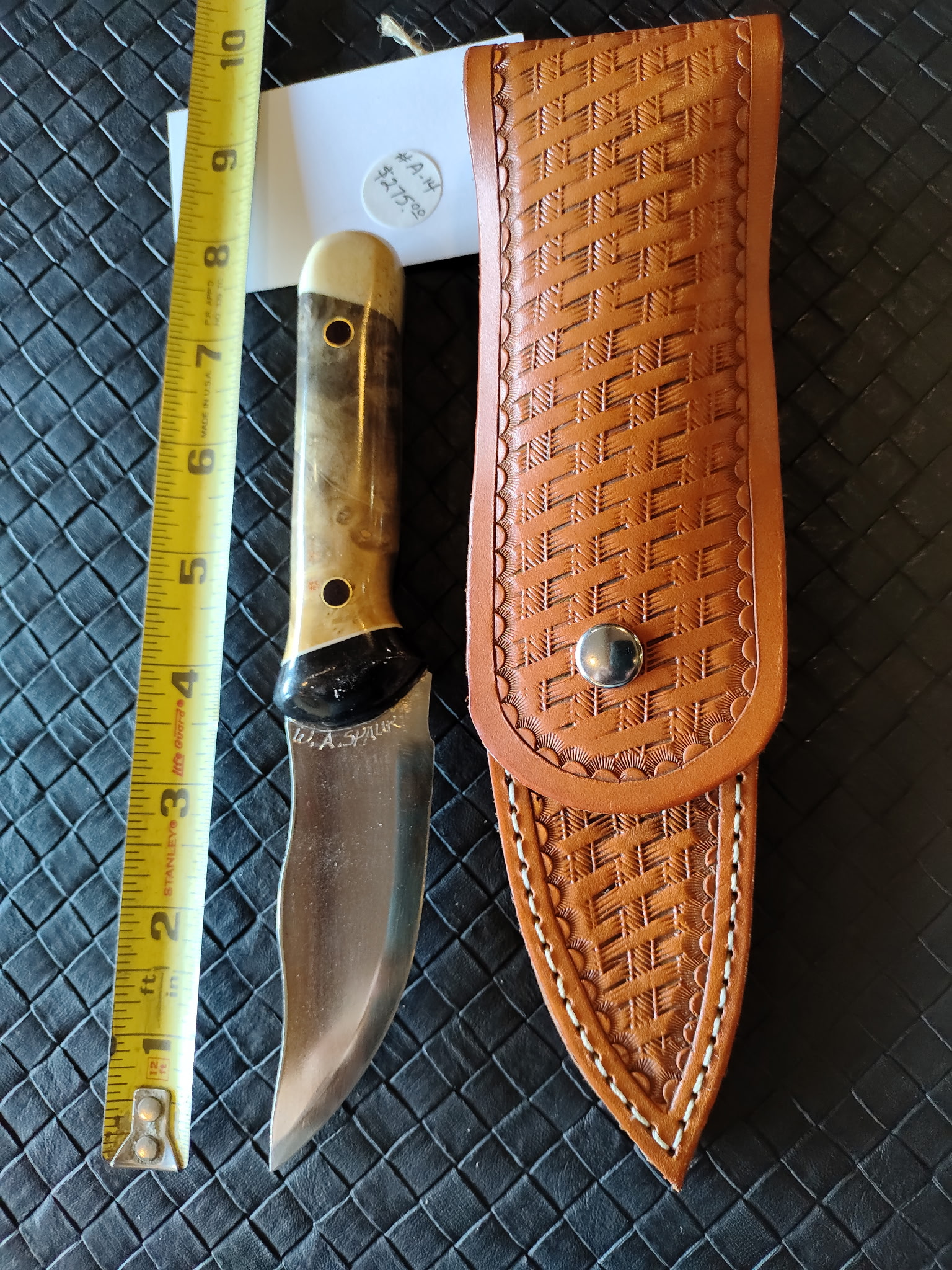 #A-14 SS Moose Antler, Buckeye Burl, Water Buffalo Hunting Knife