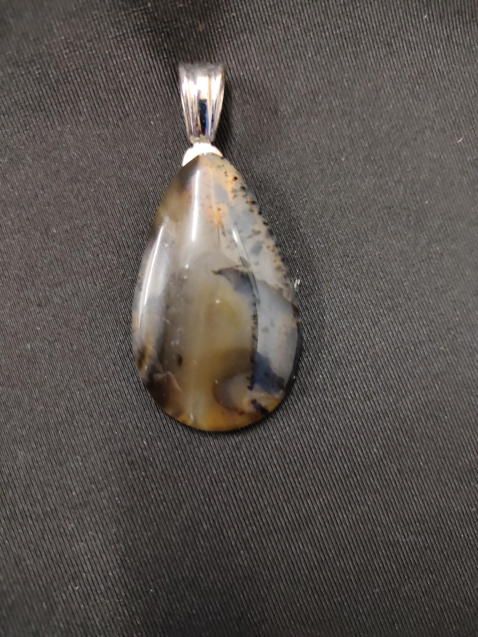 Polished Agate Teardrop Pendant