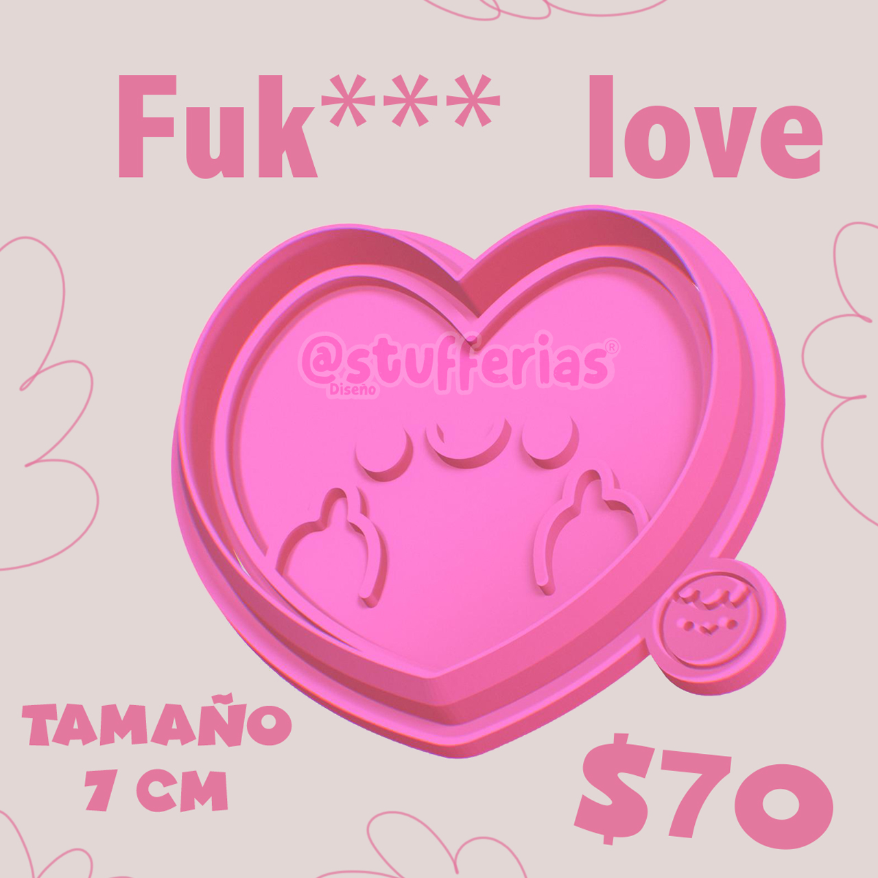 Cortador 'Fuk*** love' en forma de corazón