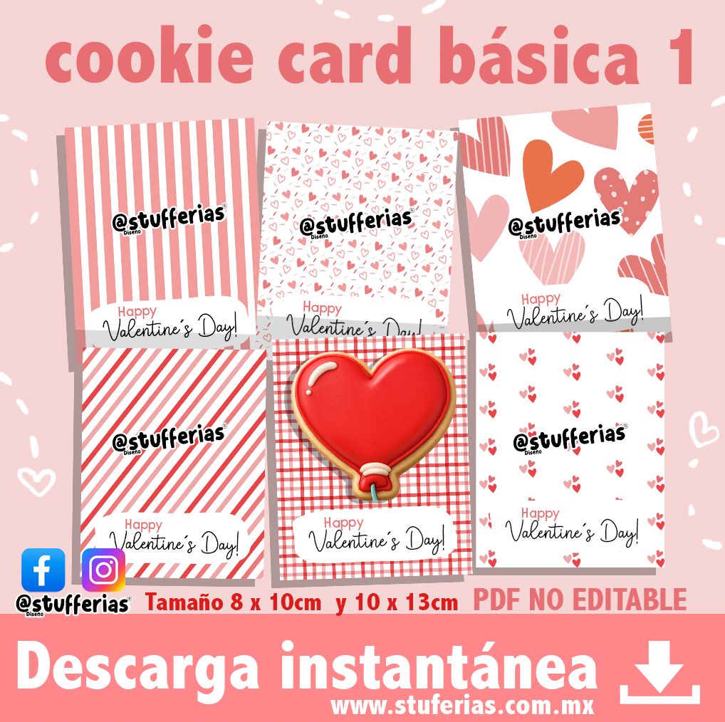 Tarjetas básicas para galletas 1 -San Valentín- (Carta)