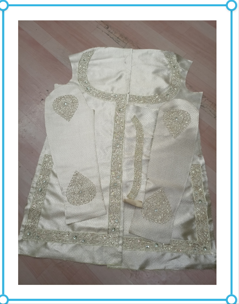 Traditional embroidered cream waistcoat