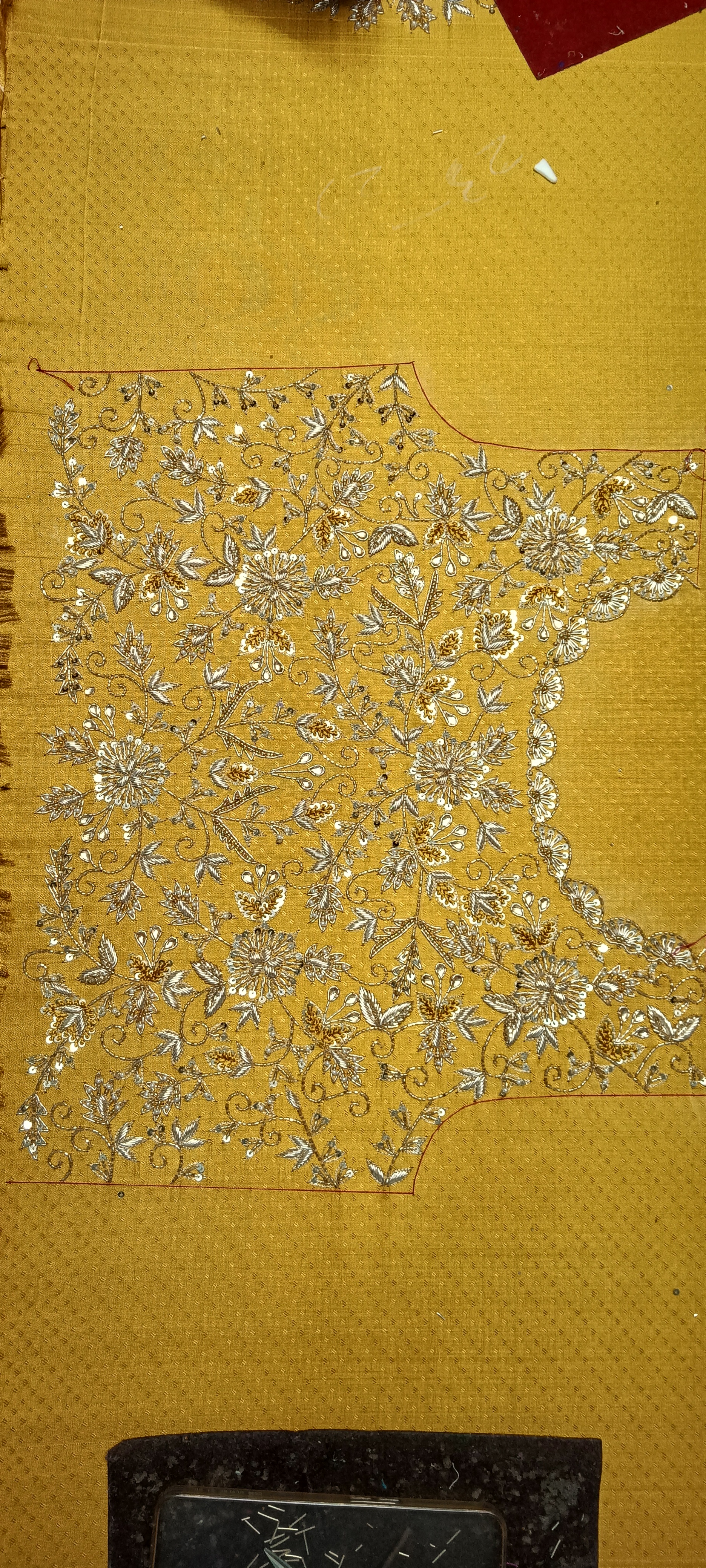 Traditional Yellow Embroidered Blouse Piece