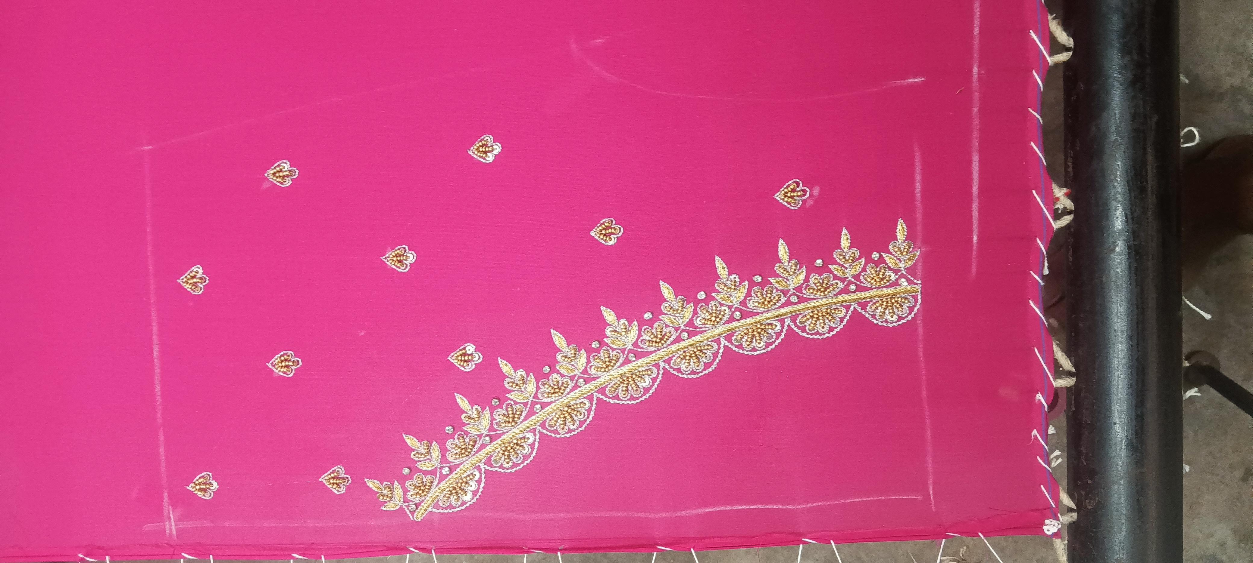 Pink embroidered fabric