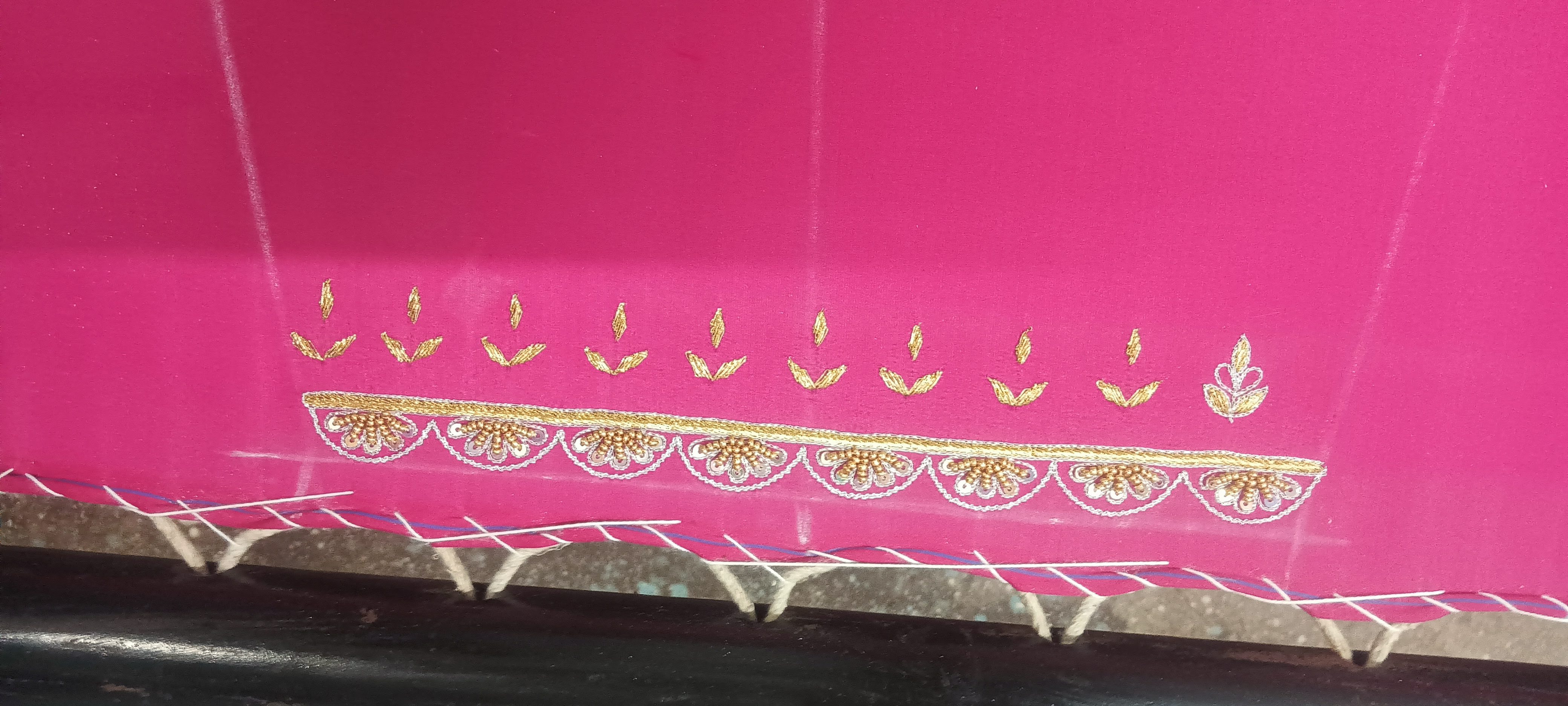 Pink embroidered fabric