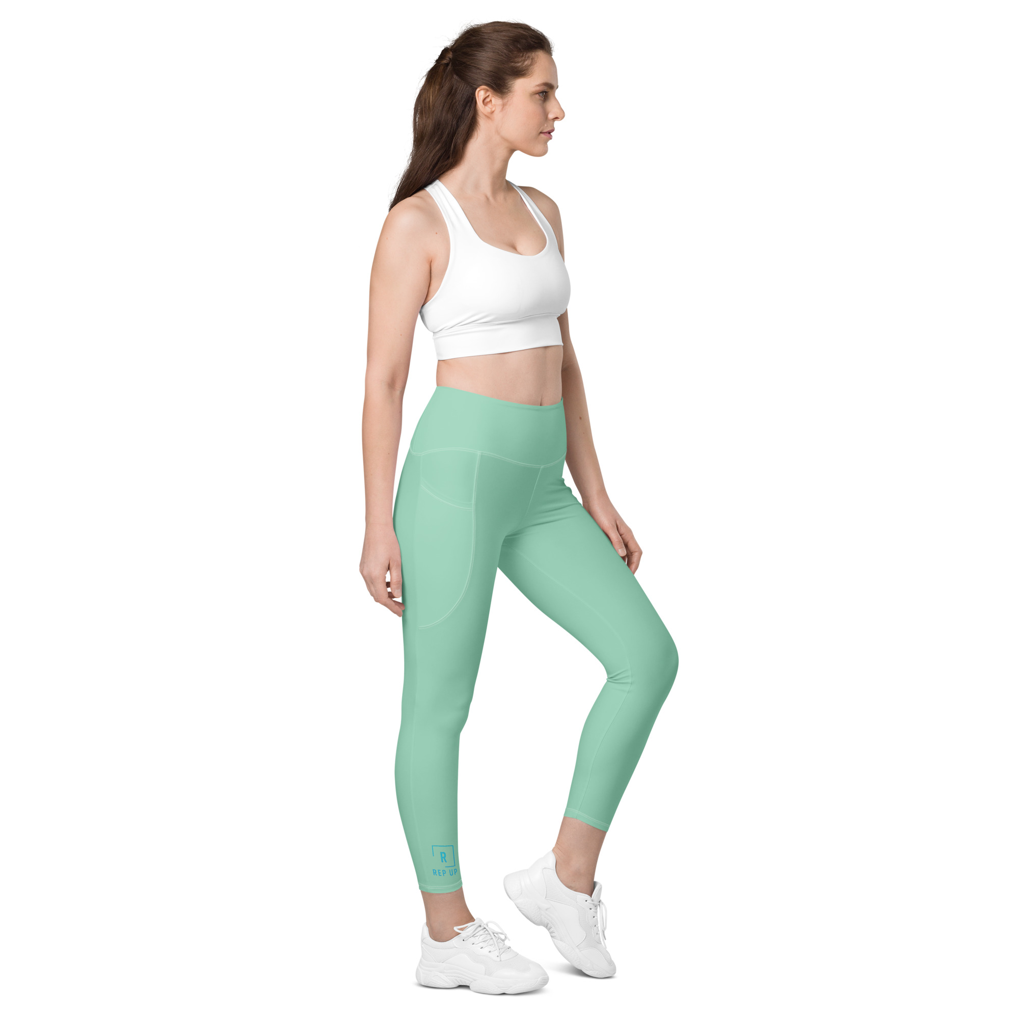 Rep Up High-Waisted Yoga Leggings - Mint Green Color