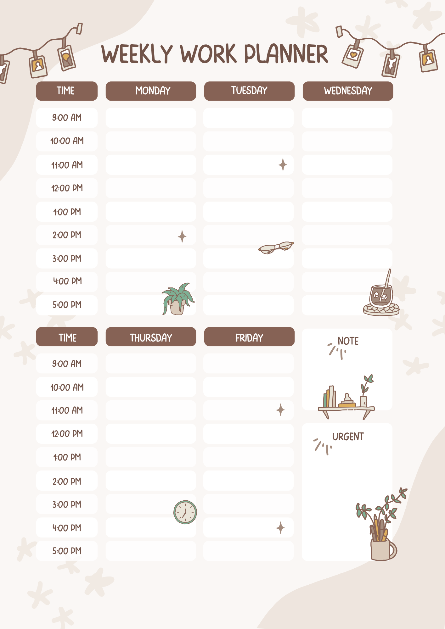Weekly Work Planner