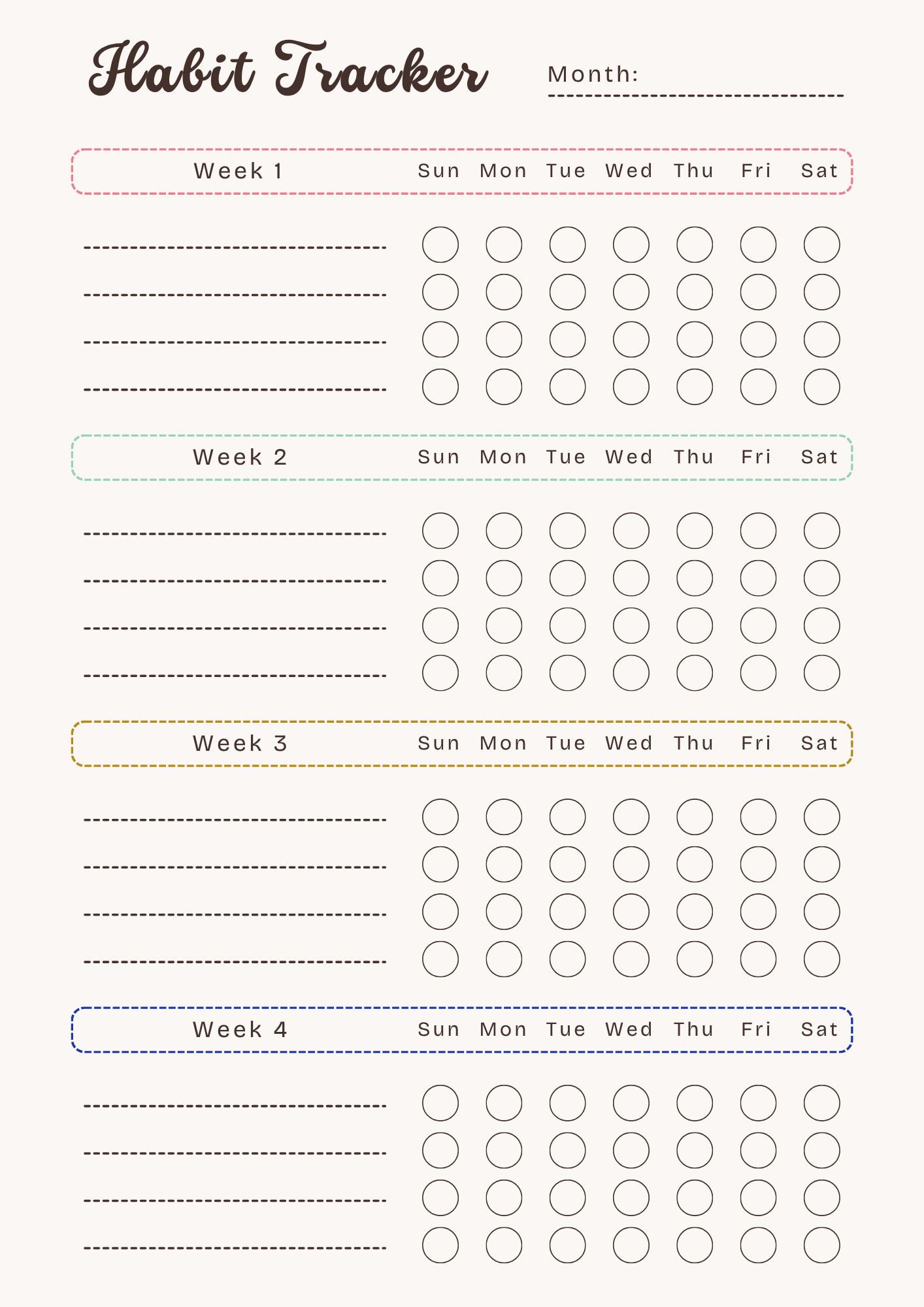 Monthly Habit Tracker