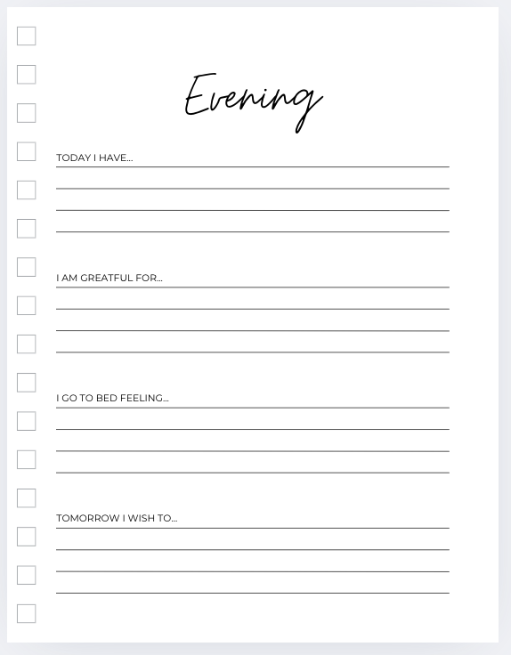 Evening Reflection Journal Page
