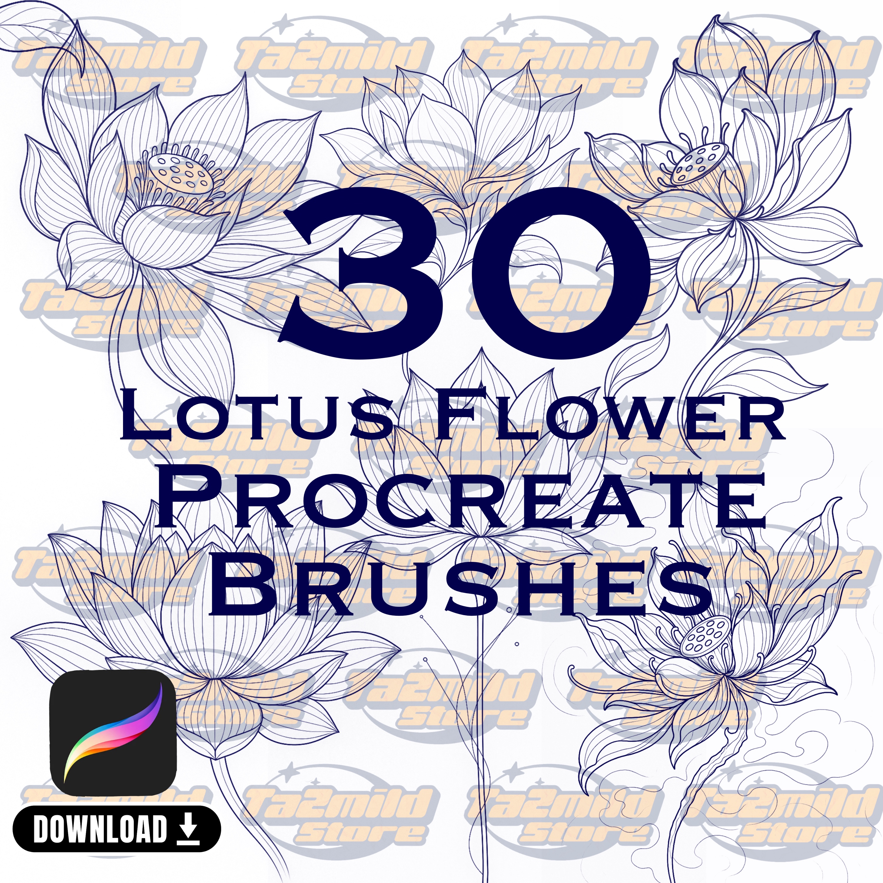 Lotus Flower Procreate Brushes: Spiritual Tattoo Stamps (Digital Download)