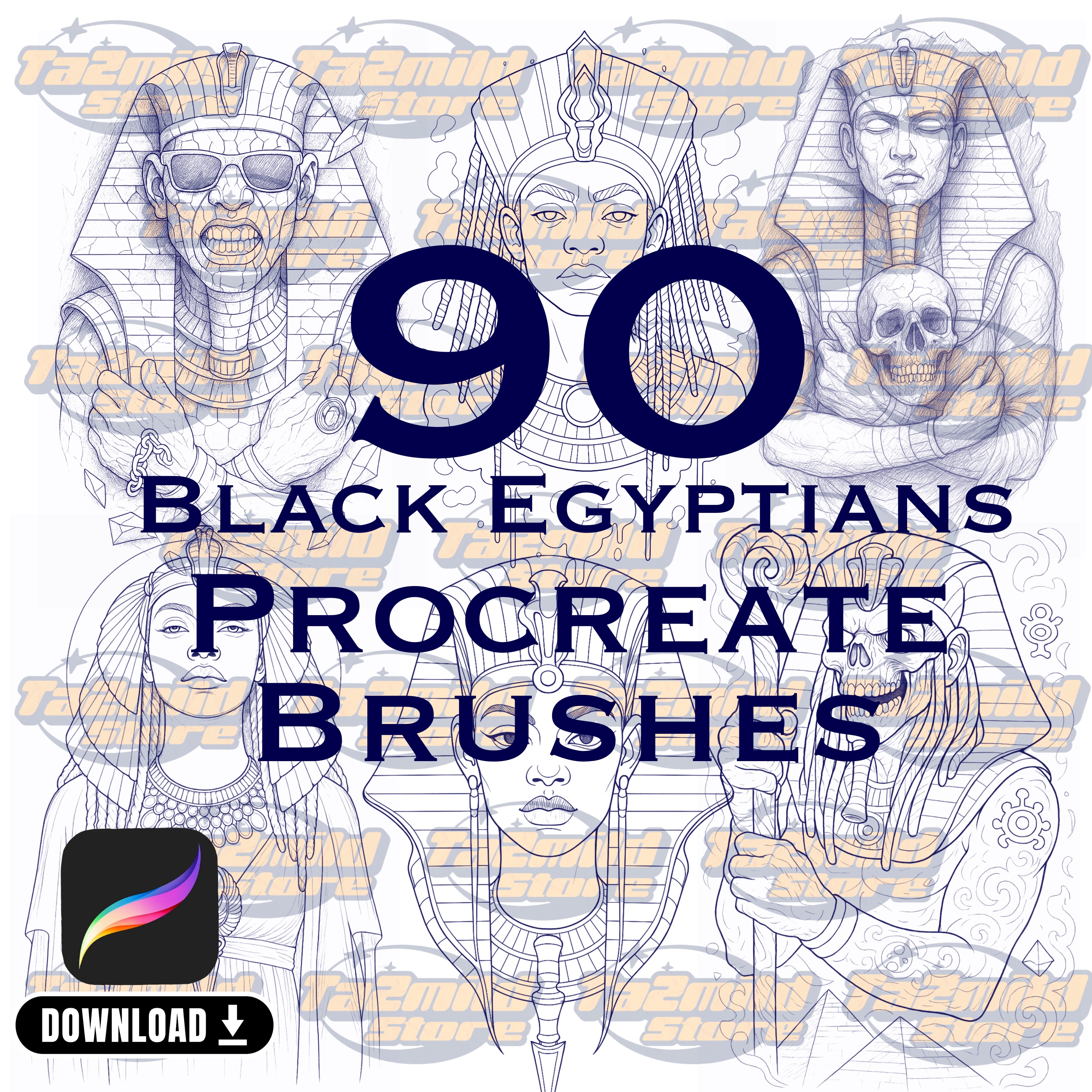 Ancient Egypt Procreate Stamps: Egyptian Tattoo Art Brushes (Digital Download)