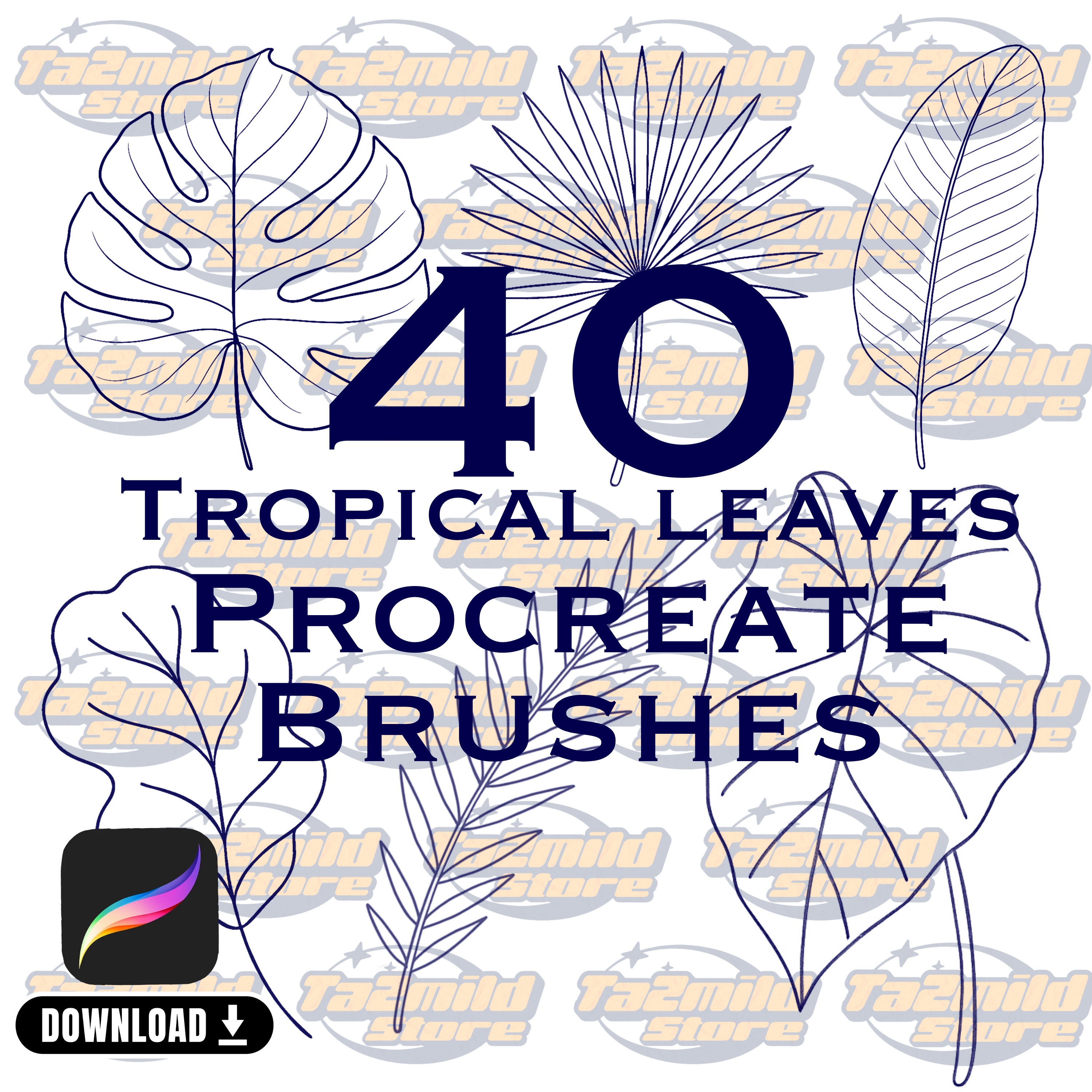 Tropical Leaf Procreate Stamps: Botanical Brush Set (Digital Download)