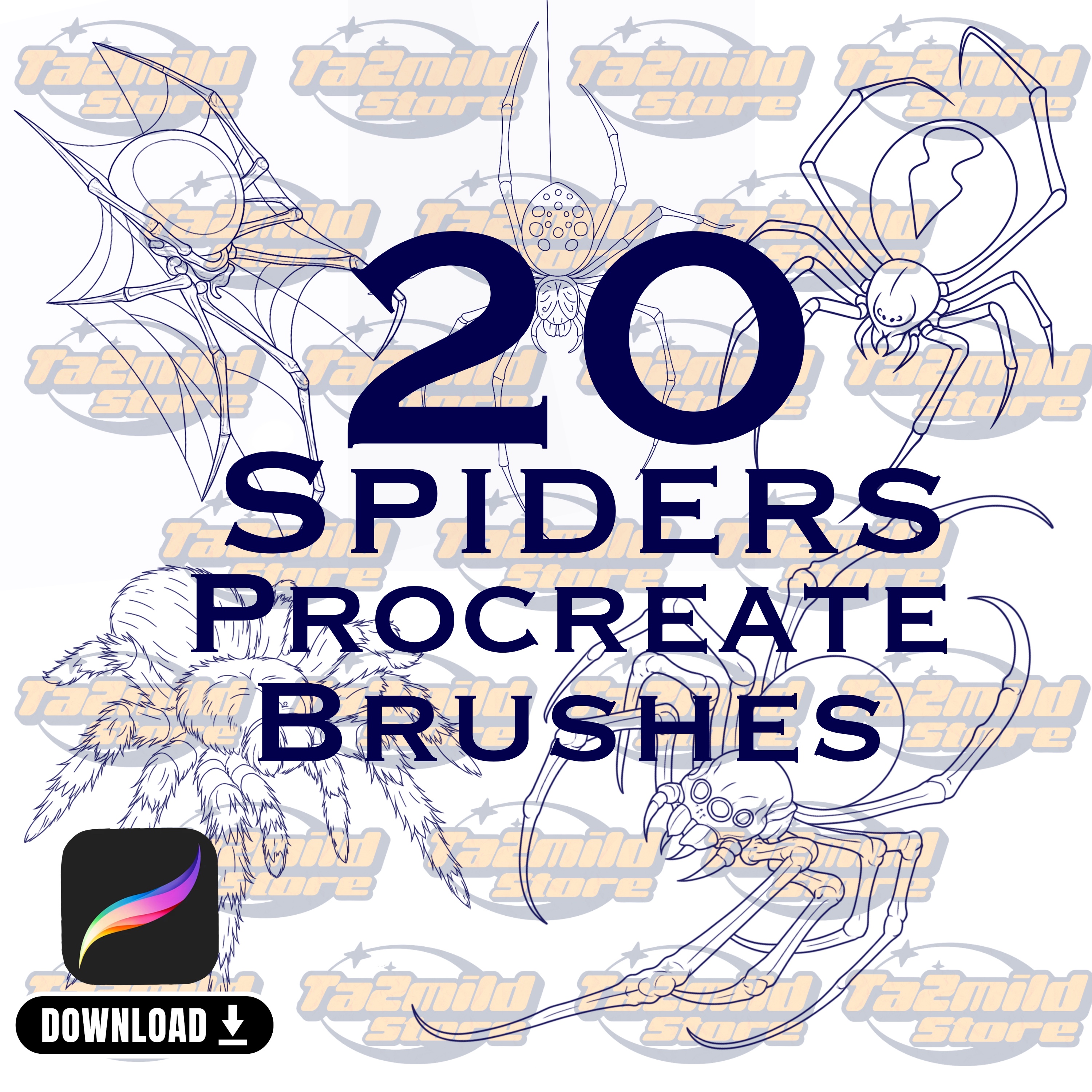 Spider Procreate Stamp Brush Set: Tattoo Flash & Gothic Art (Digital Download)