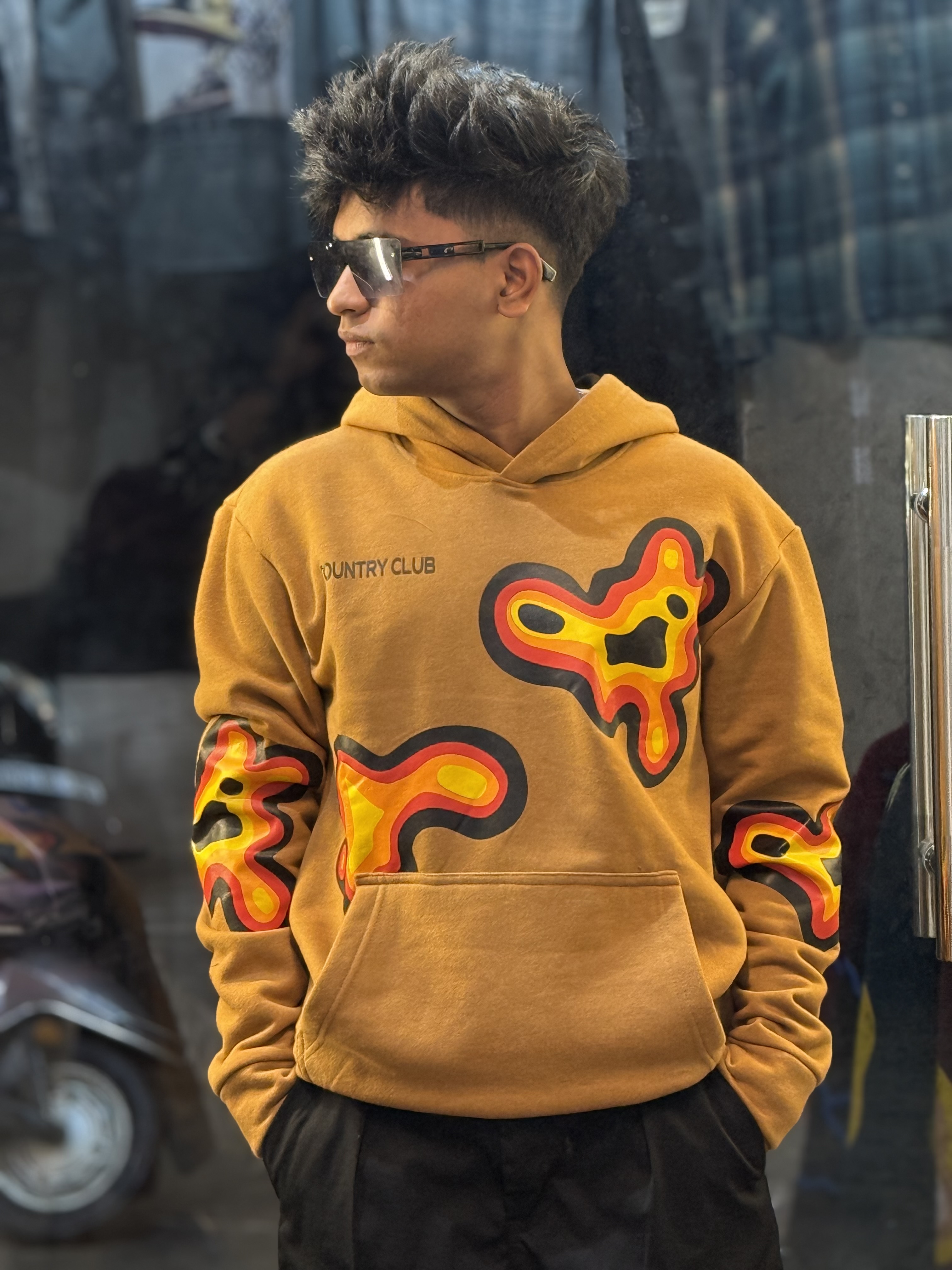 Graphic Print brown Hoodie 