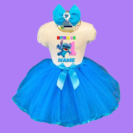 Stitch Birthday Girl Dress with Stitch Theme
