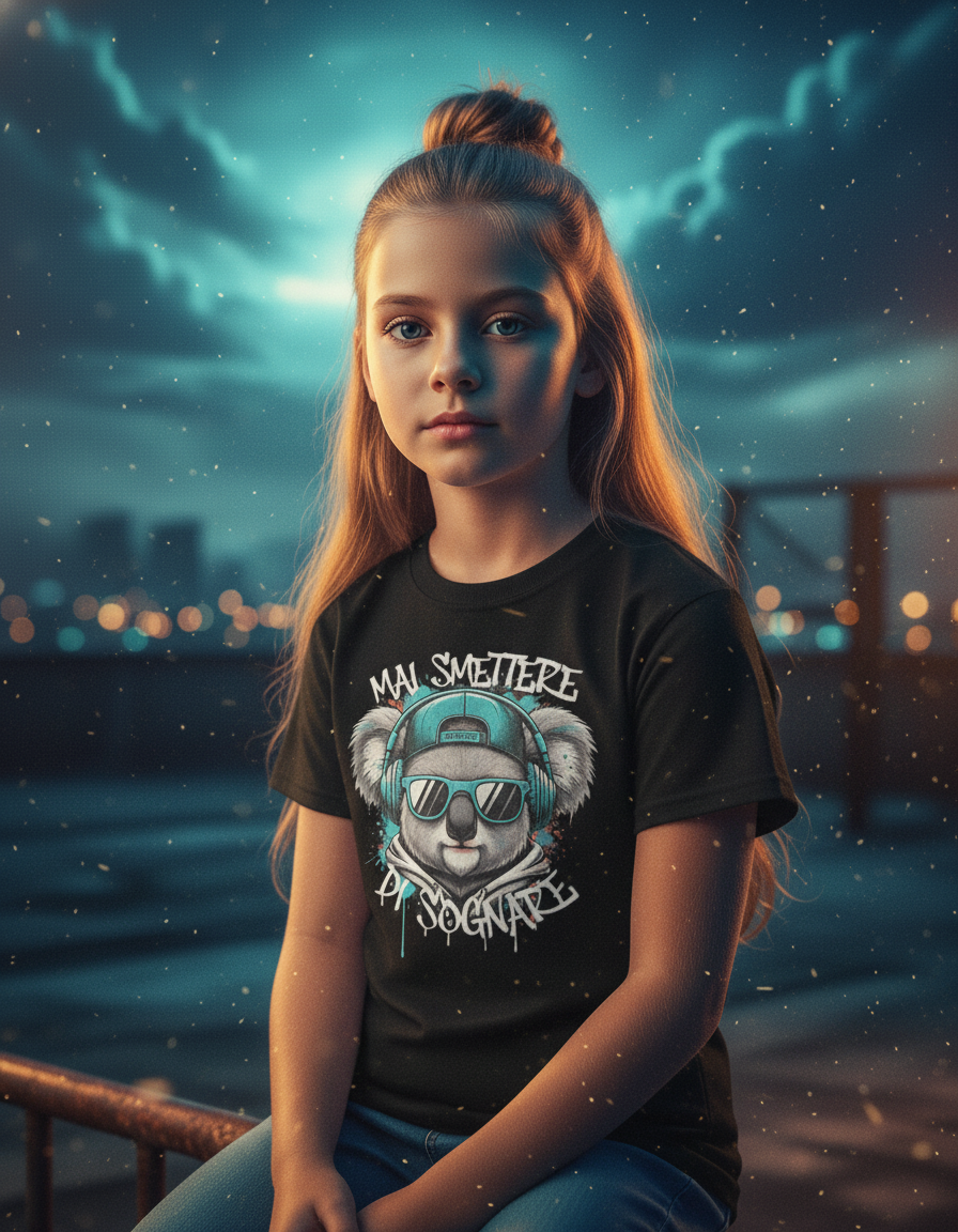 Mai Smettere di Sognare – T-Shirt Motivazionale Koala Style