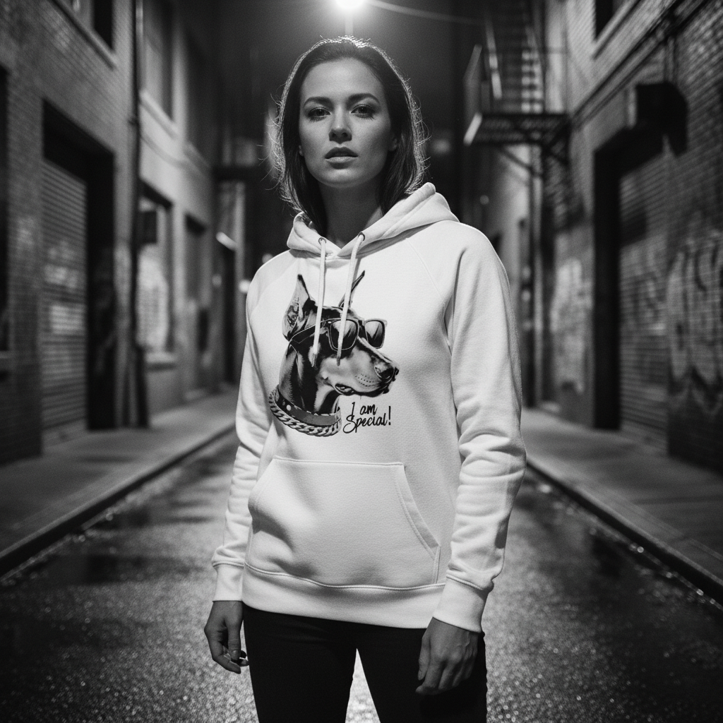 Felpa unisex bianca Dobermann Special 