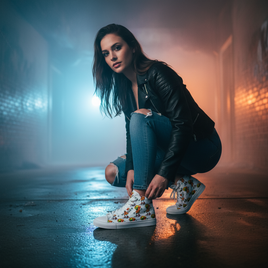 Men’s high top canvas shoes - PIZZA ZOMBIE