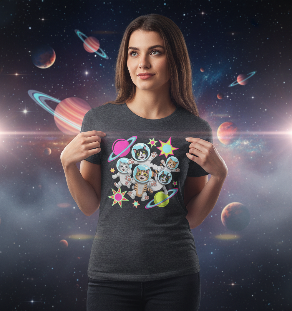 Unisex t-shirt - “Cats from Space” – Simpatico e colorato