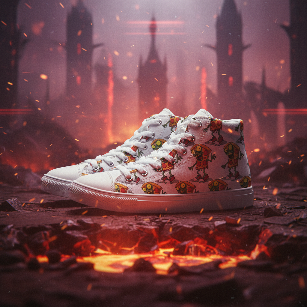 Men’s high top canvas shoes - PIZZA ZOMBIE