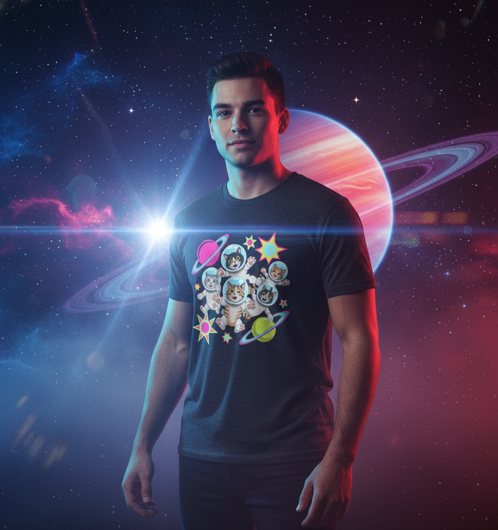 Unisex t-shirt - “Cats from Space” – Simpatico e colorato