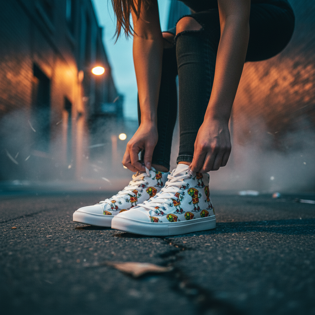 Men’s high top canvas shoes - PIZZA ZOMBIE