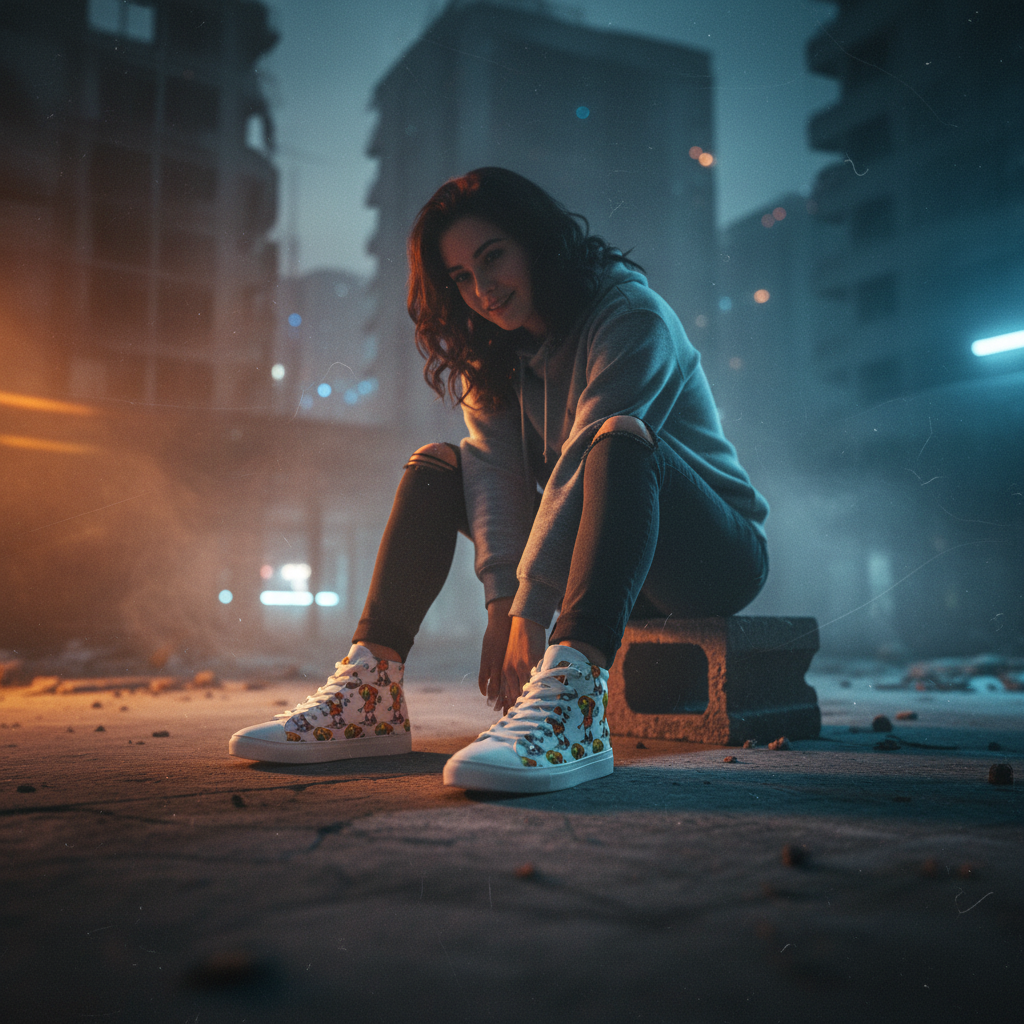 Men’s high top canvas shoes - PIZZA ZOMBIE