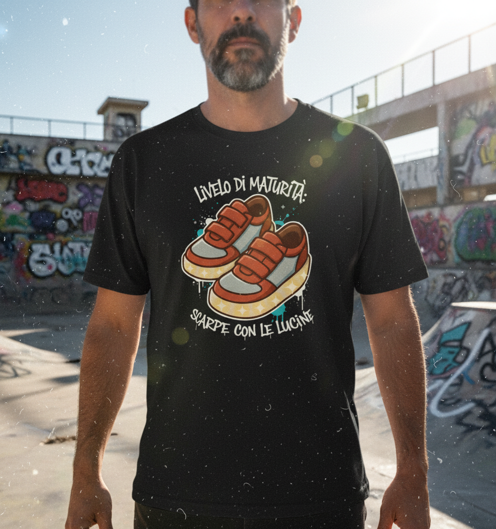 Maglietta Divertente – Livello di Maturità: Scarpe con le Lucine