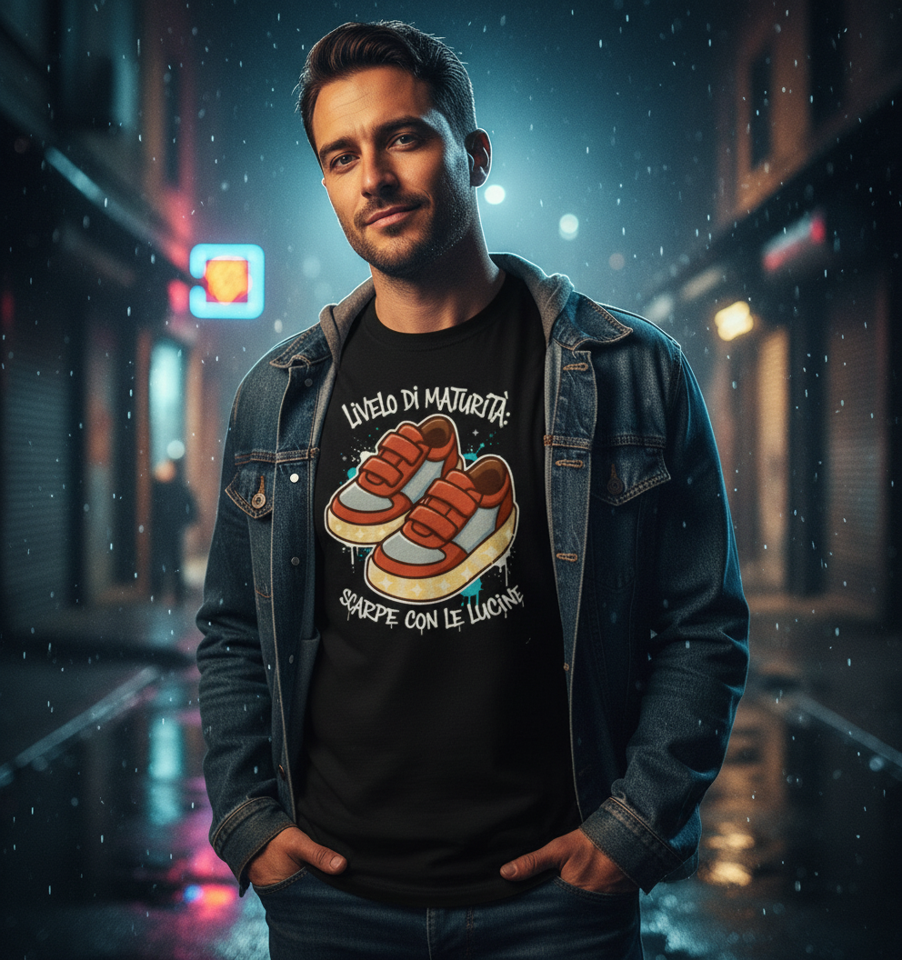 Maglietta Divertente – Livello di Maturità: Scarpe con le Lucine