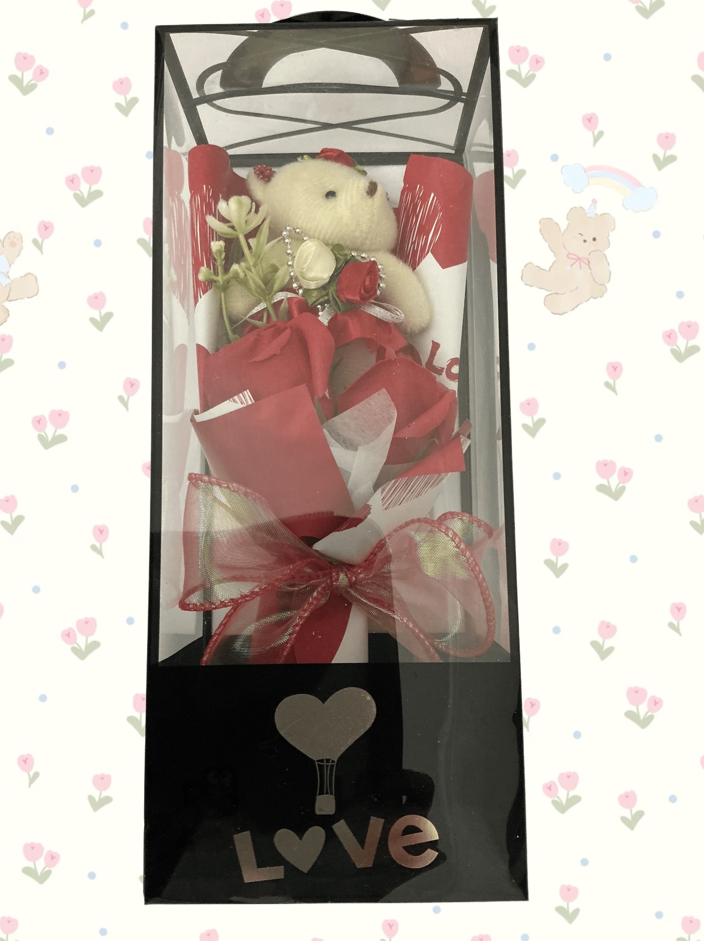 Cute Teddy Bear Flower Gift Box