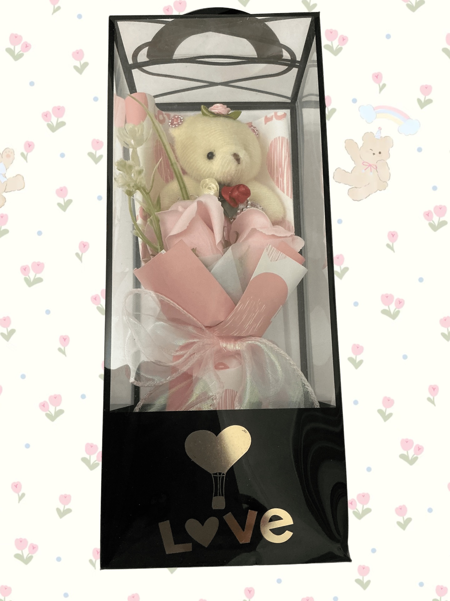 Cute Teddy Bear Flower Gift Box