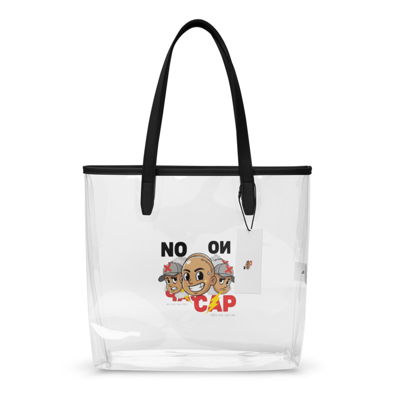 Clear Tote Bag with Cartoon Print