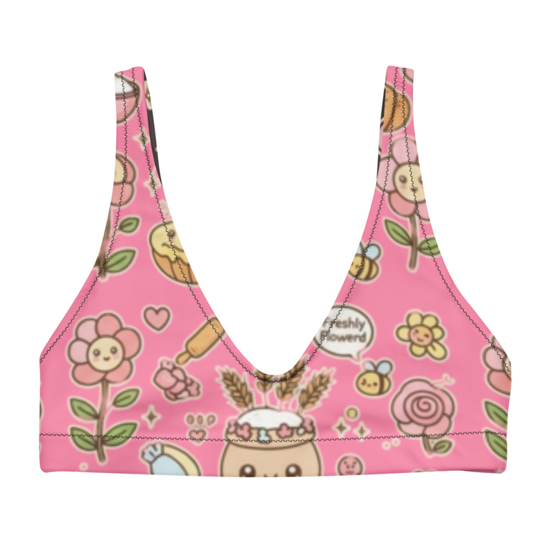 Cute Cartoon Print Pink Bralette