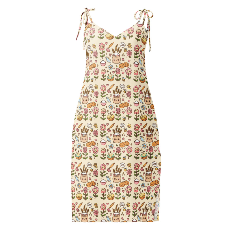 Floral flour Tie-strap midi dress