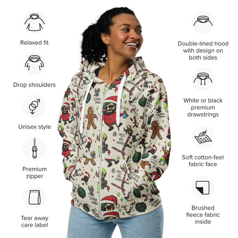 Bad Santa light Unisex zip hoodie