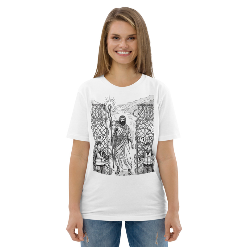 Moses at the border organic cotton t-shirt